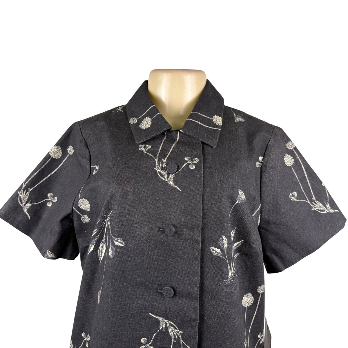 Tuckernuck Womens Black Cotton Meadow Rue Marley Short Sleeve Dress Size L