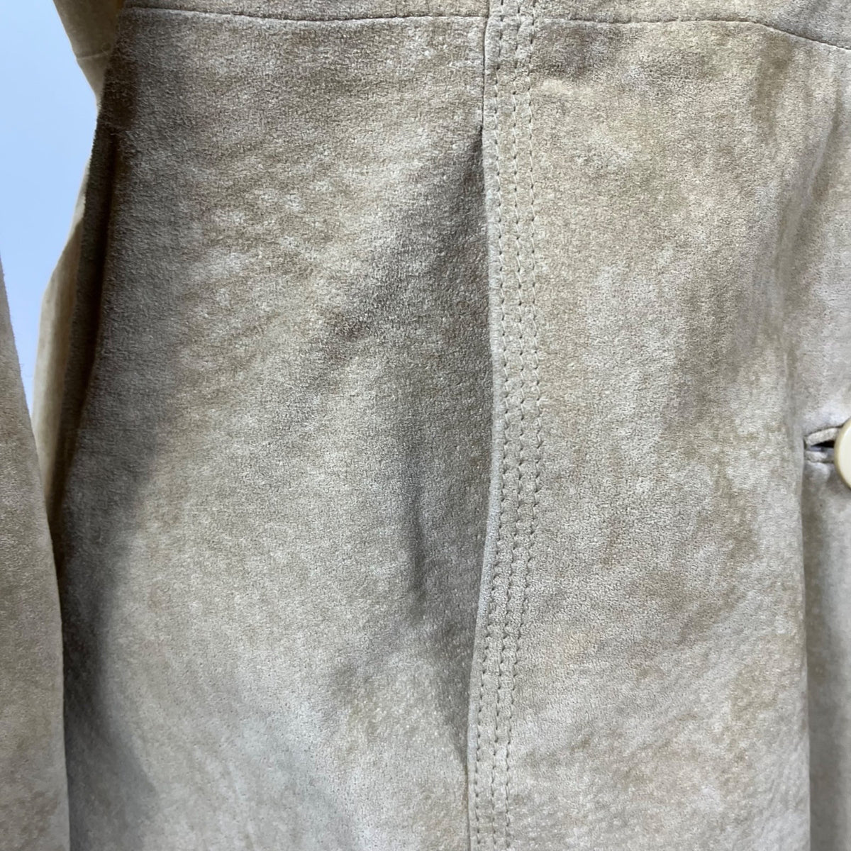 Suede Womens Beige Jacket  3-Button Closure Long Sleeves Neutral Colorway