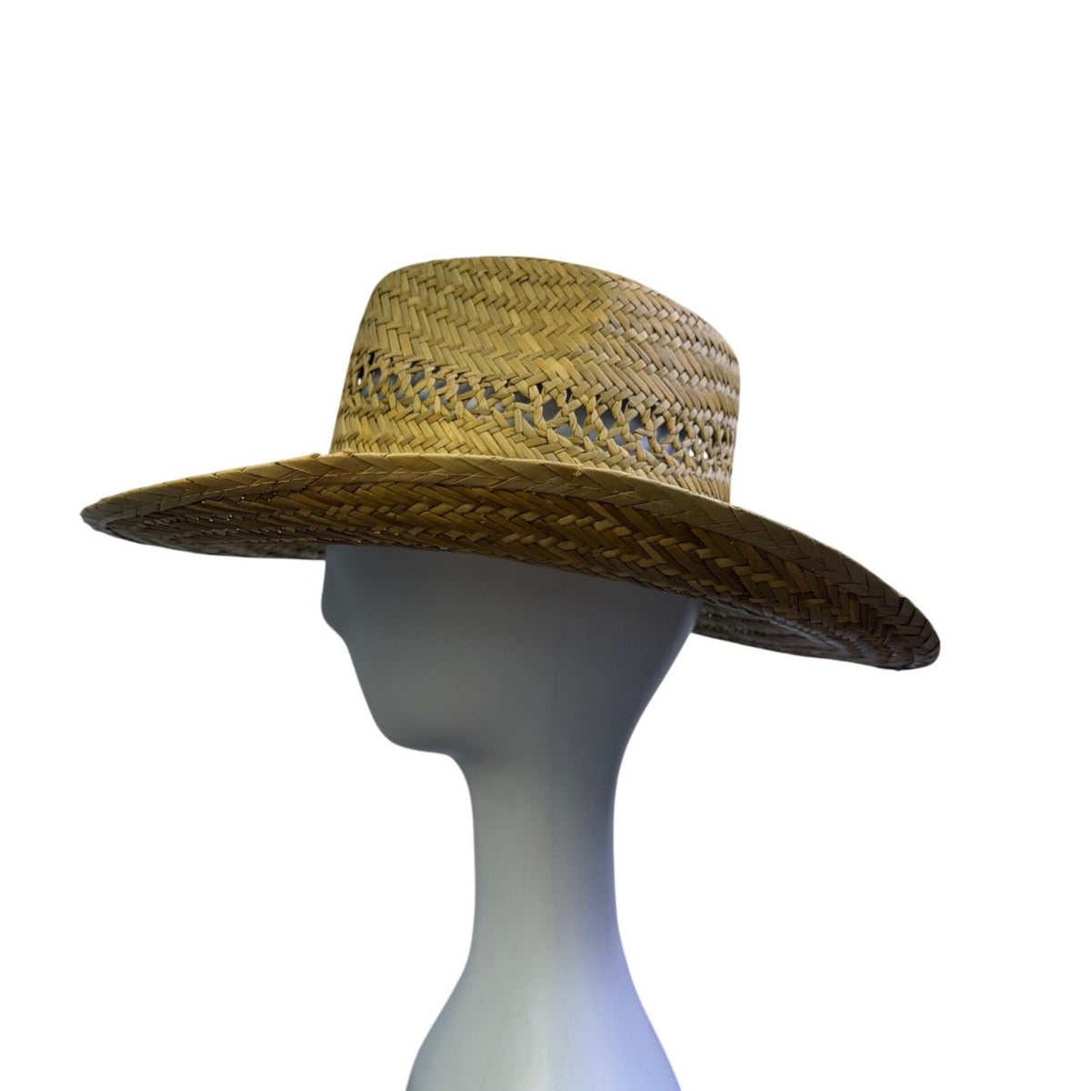 Dorfman Pacific Mens Natural Fibre Straw Western Hat Medium Handmade Brown Band