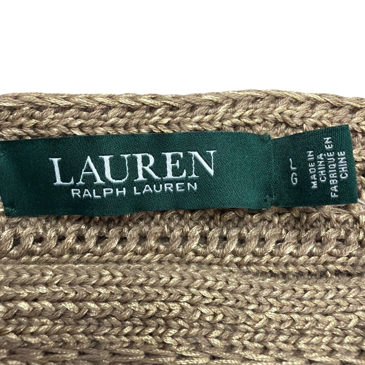 Lauren Ralph Lauren Womens Tan Textured Knit Sweater Relaxed Fit Sz L