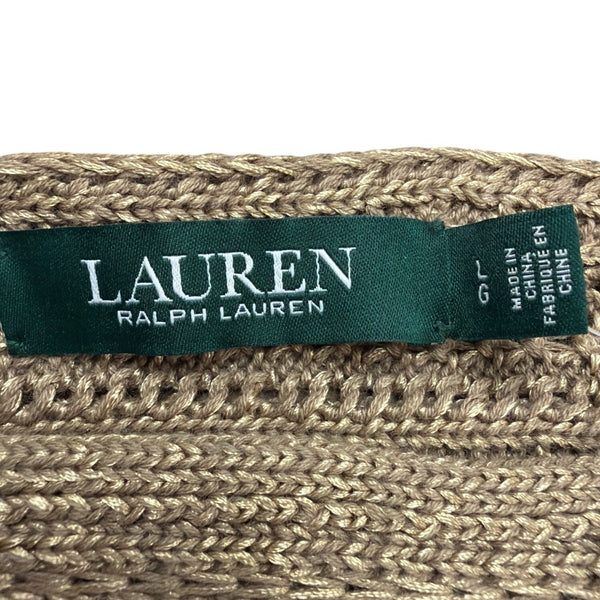 Lauren Ralph Lauren Womens Tan Textured Knit Sweater Relaxed Fit Sz L