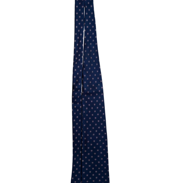 Marc Jeffries Mens Navy Silk Geometric Pattern Tie 100% Handmade Classic Italy