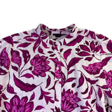 Ann Taylor Womens White & Pink Cotton Floral Print Belted Long-Sleeve Dress Size