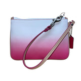 Coach Women’s Pink & White Ombré Leather With Key Lace Detail Wristlet Clutch