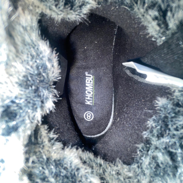 Khombu Women’s Black Faux Fur-Lined & Faux Leather Winter Snow Boots Size 8M