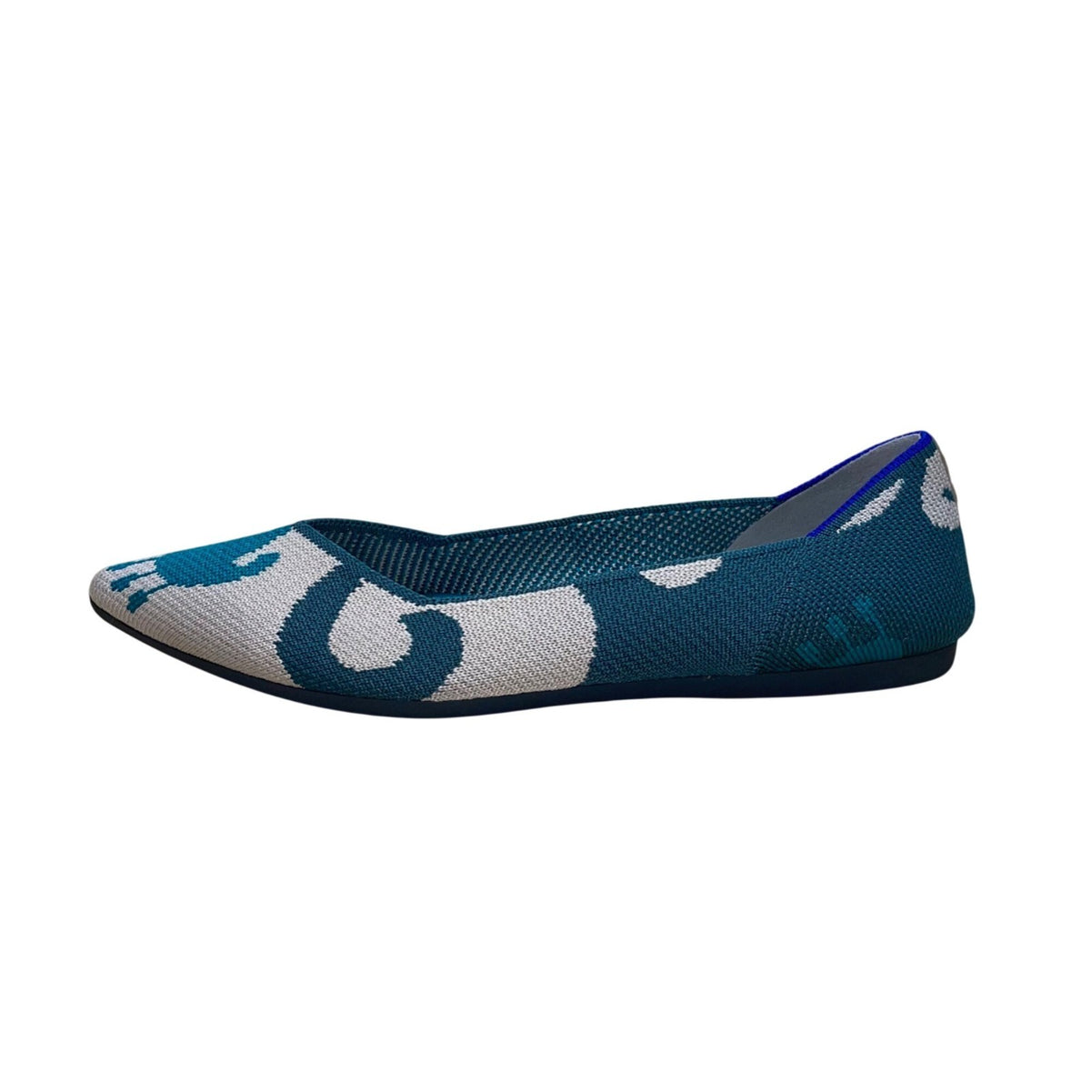 Rothy's Green Moroccan Knitted Pattern The Point Ballet Flats Size W7.5