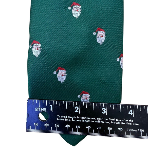 Cape Cod Mens Green Polyester/Silk Santa Claus Pattern Christmas Necktie