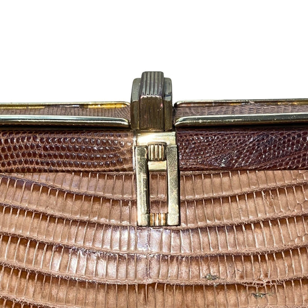 Vintage Bellestone Women’s Brown Croc Embossed Leather W Accessories Satchel Bag