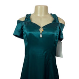 Scott McClintock Womens Teal Satin Short Sleeve Dress W/ Embellishment Size 8 Ne