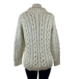 Vintage Andion Women's Cream Wool Knit Sweater Cardigan Open Front Pockets