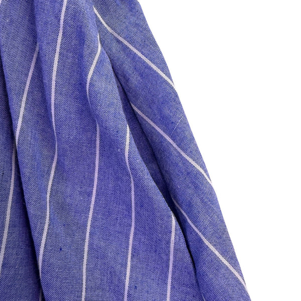Simplee Womens Blue Cotton Linen Stripe Midi Dress Size Small