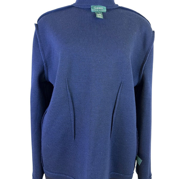 Lauren Ralph Lauren Womens Navy Double-Breasted Jacket Gold Button Sz XL