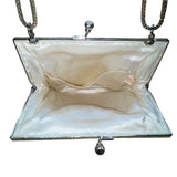 Vintage Women’s Gold Crystal Beaded Clutch Bag With Chain Strap & Satin Lining