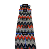 Chevron Pattern Womens Sleeveless Maxi Dress Red/Black/Gray Sz L