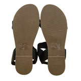 Steve Madden Women’s Black Elastic Strap Faux Leather Flat Sandals Size 7.5M