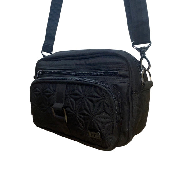 Lug Women’s Black Quilted Polyester Carousel Adjustable Strap Crossbody Bag