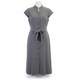 Calvin Klein Womens Charcoal Button Front Dress With Belt Size 14