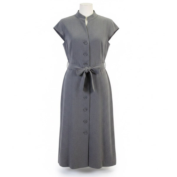 Calvin Klein Womens Charcoal Button Front Dress With Belt Size 14