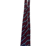 Lands End Mens Burgundy Navy & White 100% Silk Striped Tie Handsewn Classic