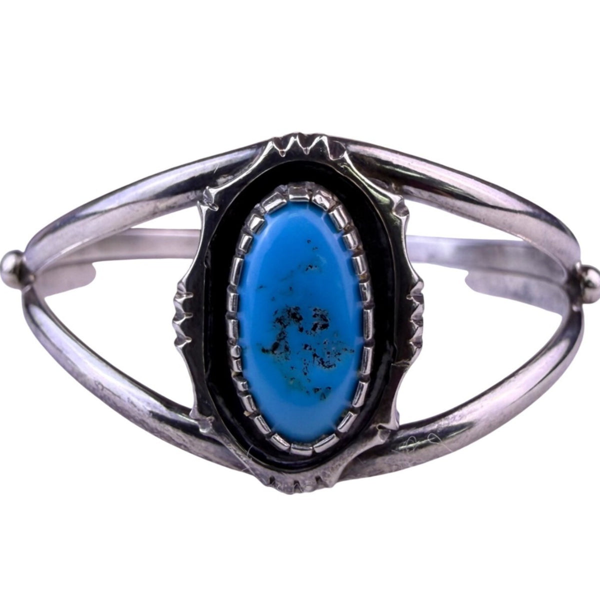 Sterling Silver Girls Turquoise Stone Cuff Bracelet Lightweight Jewelry