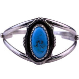 Sterling Silver Girls Turquoise Stone Cuff Bracelet Lightweight Jewelry