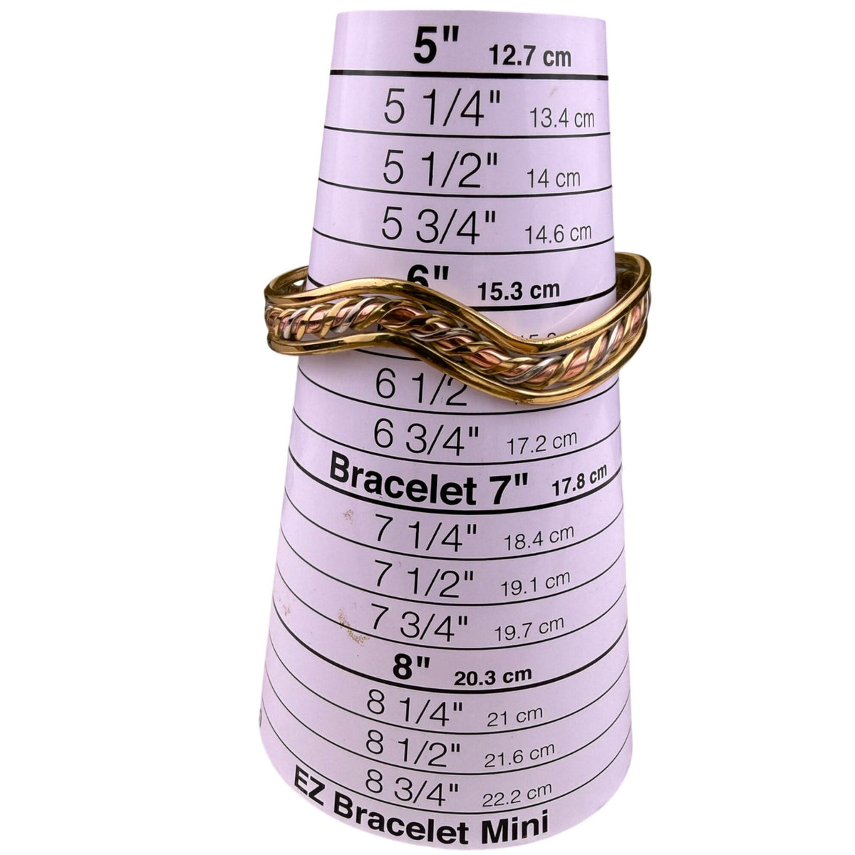 Vintage Womens Gold Tone Copper Southwestern Braid Cuff Bracelet 