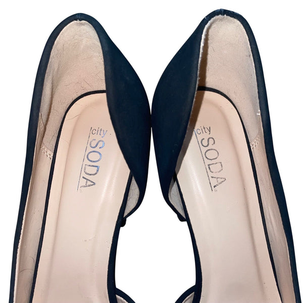 City Soda Women’s Black Faux Suede Pointed Toe High Heel Pumps Size 8