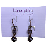 Lia Sophia Womens Bronze Tone Dangle Earrings With Black Accents 
