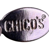 Chicos Womens Silver Tone Chain Necklace Black & Clear Faux Stone Pendant