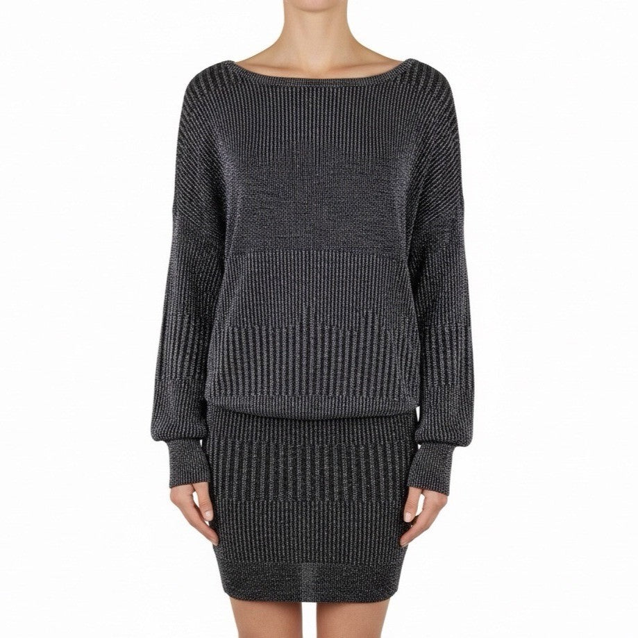 Venus Womens Black Metallic Long Sleeve Bodycon Mini Dress Sz XS