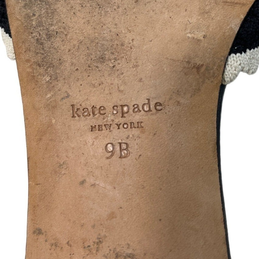 Kate Spade New York Women’s Black Bun Slip On Flat Sandals Sz 9B