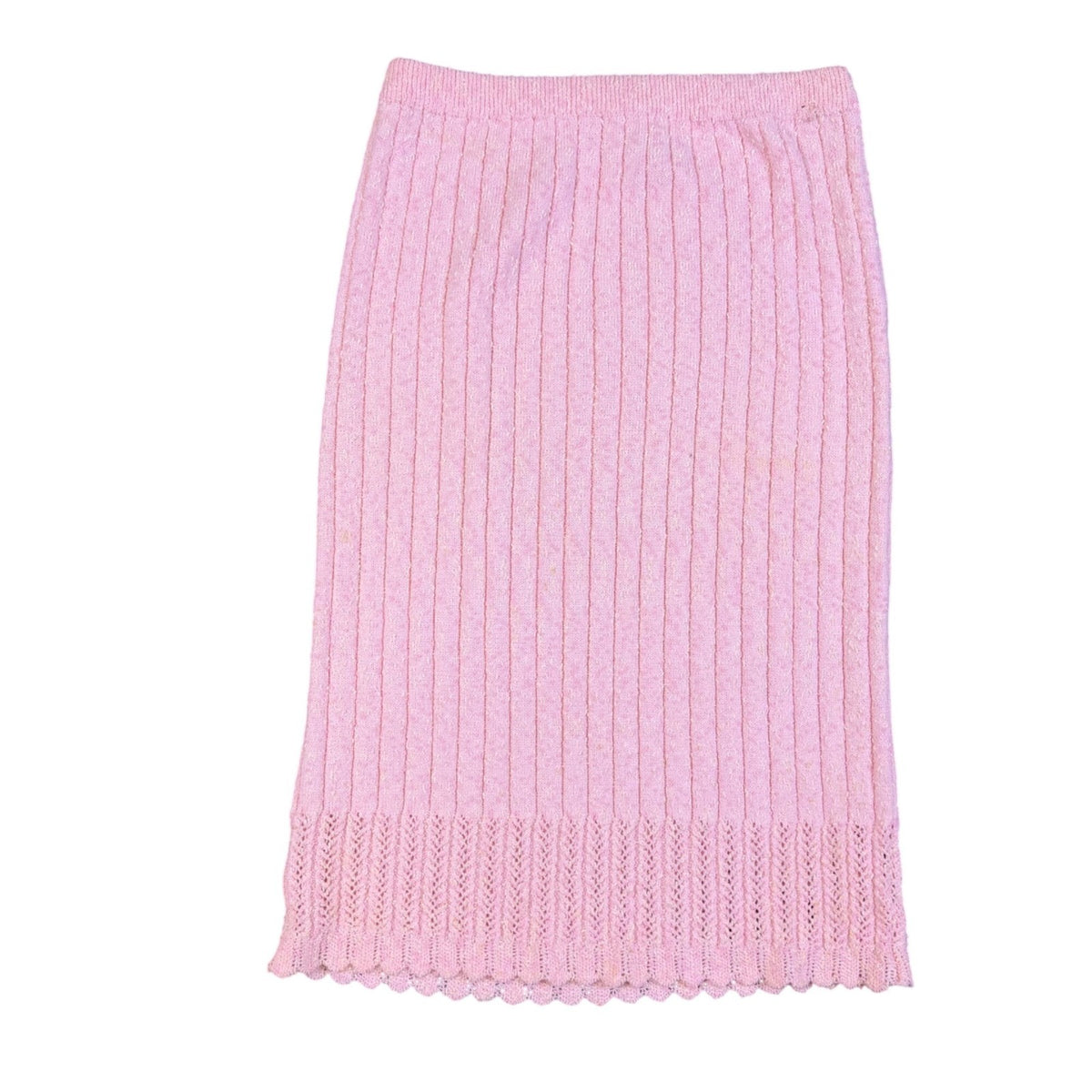 Vogue Womens Pink Knit Top & Skirt Set Soft Modest Ribbed 2-Piece Sz M