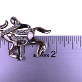 Trifari Womens Silver Tone Metal Abstract Animal Brooch With Rhinestones & Box