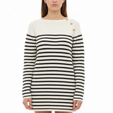 Talbots Womens White & Navy Cotton Striped Buttoned Sweater Plus Size 1X EUC