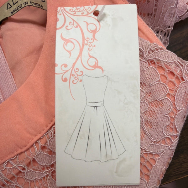 Acevog Womens Peach Lace Sleeveless High-Low Dress Size M