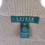 Lauren Ralph Lauren Womens Beige Sleeveless Vest With Faux Leather Trim Size XL