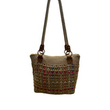Croft & Barrow Women’s Brown Multicolored Woven Zip Closure  Shoulder Bag