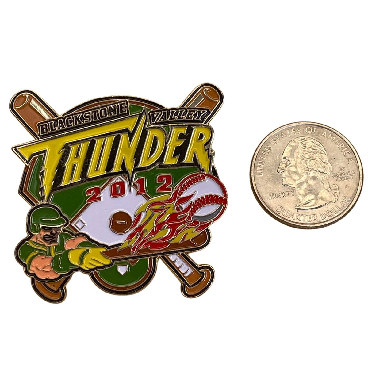 Blackstone Valley Thunder 2012 Baseball Pin With Flaming Ball Design