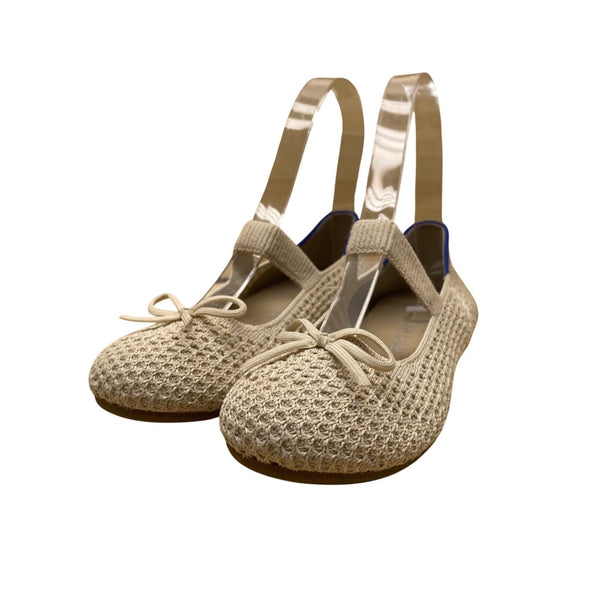 Rothys Kids Beige Knit Mary Jane Bow Ballet Flats Size K2