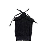 New York & Company Womens Black Halter Top With Ruffle Detail Size XS