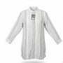 Garnet Hill Womens White/Blue Linen Striped Long Sleeve Shirt Button Front Sz XL