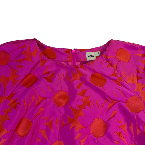 ASOS Womens Pink & Orange Floral Print Drop Hem Dress Size 14