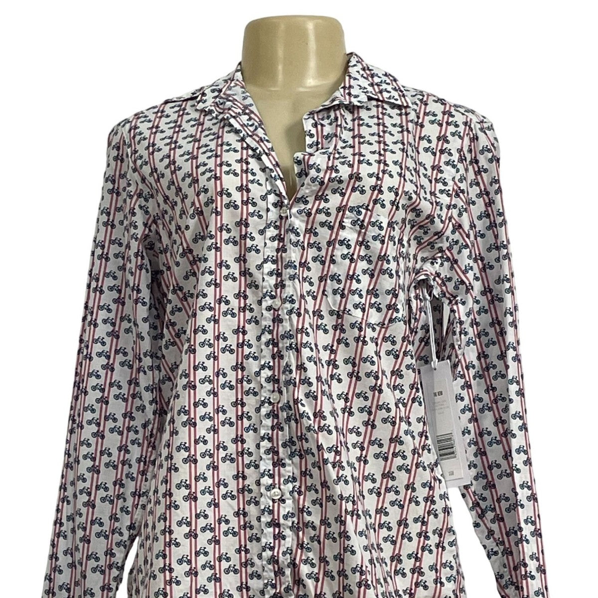Grayson Women's Bycicle Print Longsleeve Dress Shirt Sz 2 New