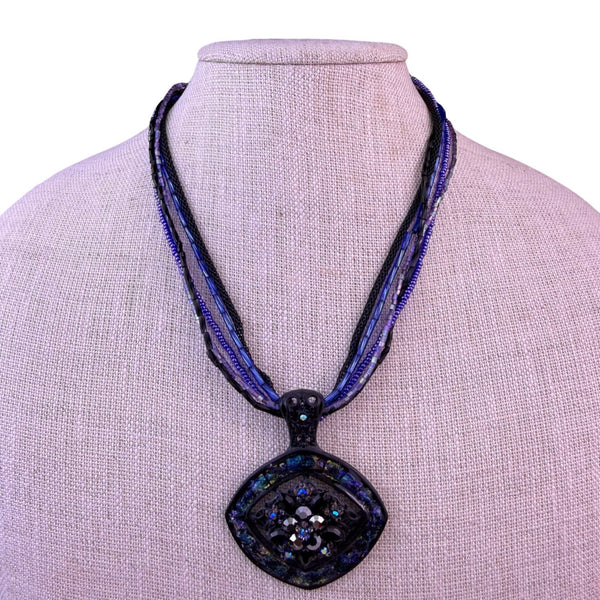 Chicos Womens Multi-Color Resin & Glass Statement Necklace