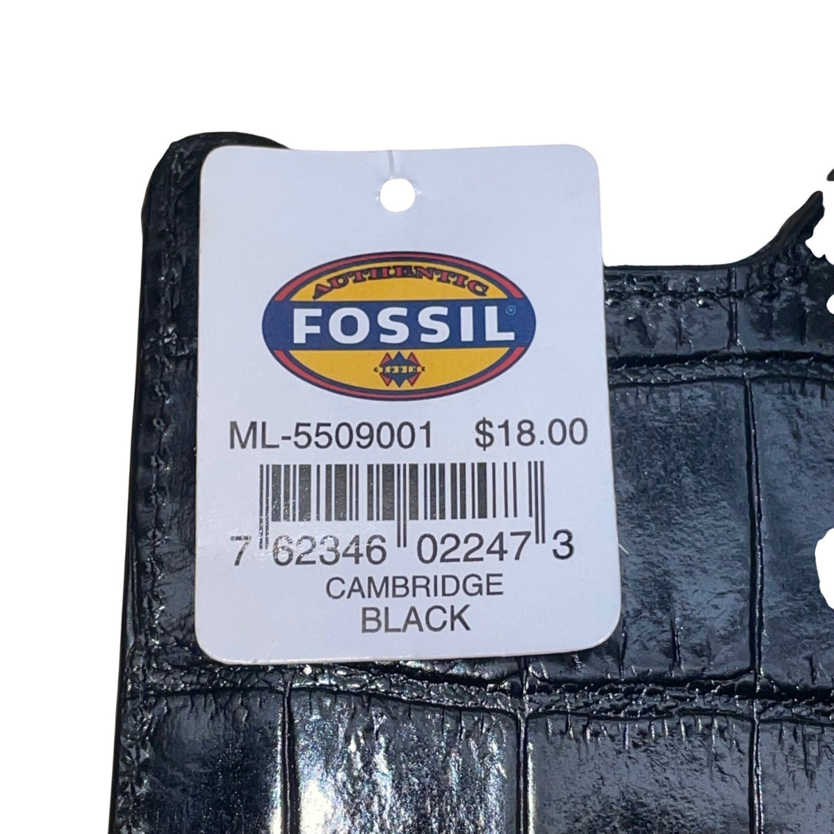 Fossil Men’s Black Embossed Leather Money Clip Cambridge Card Wallet