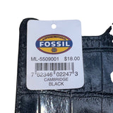 Fossil Men’s Black Embossed Leather Money Clip Cambridge Card Wallet