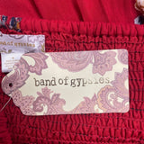 Band Of Gypsies Womens Red Floral Lace-Up Maxi Dress Off Shoulder Sz M - New