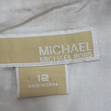 Michael Kors Womens White Linen Sleeveless Shift Dress Embroidered Accent Sz 12