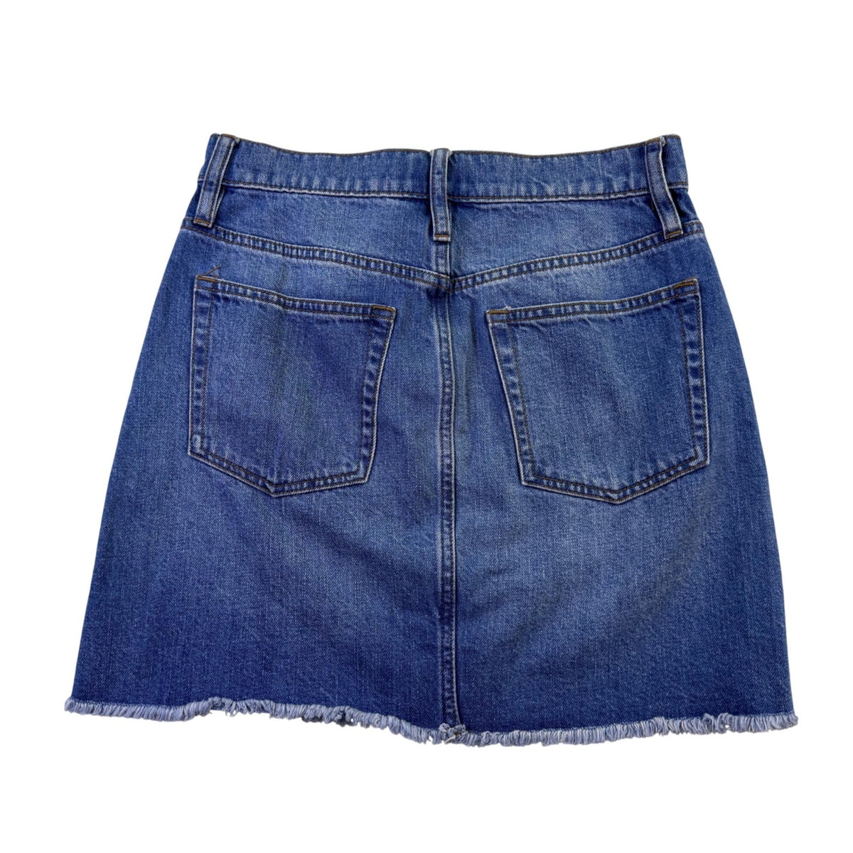 J. Crew Womens Blue Cotton Denim Mini Skirt Frayed Hem Casual Petite 25P