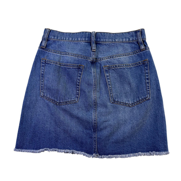 J. Crew Womens Blue Cotton Denim Mini Skirt Frayed Hem Casual Petite 25P